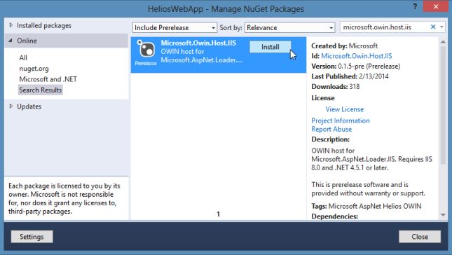 Owin Host in NuGet Package